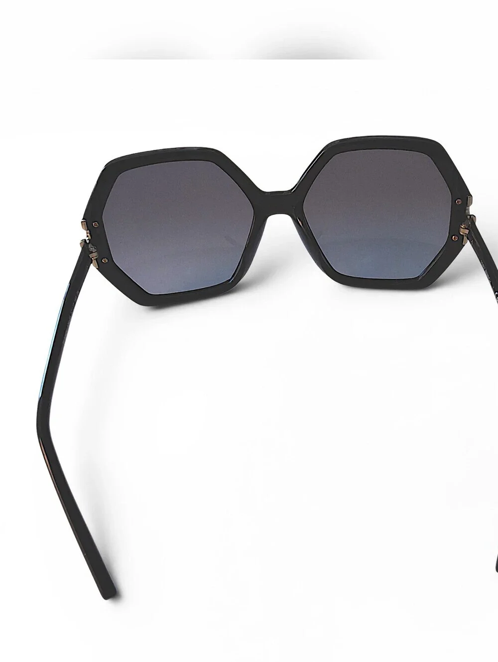 Tory Burch TY9062U Geometric Oversized Sunglasses Black & Gold w/ Case